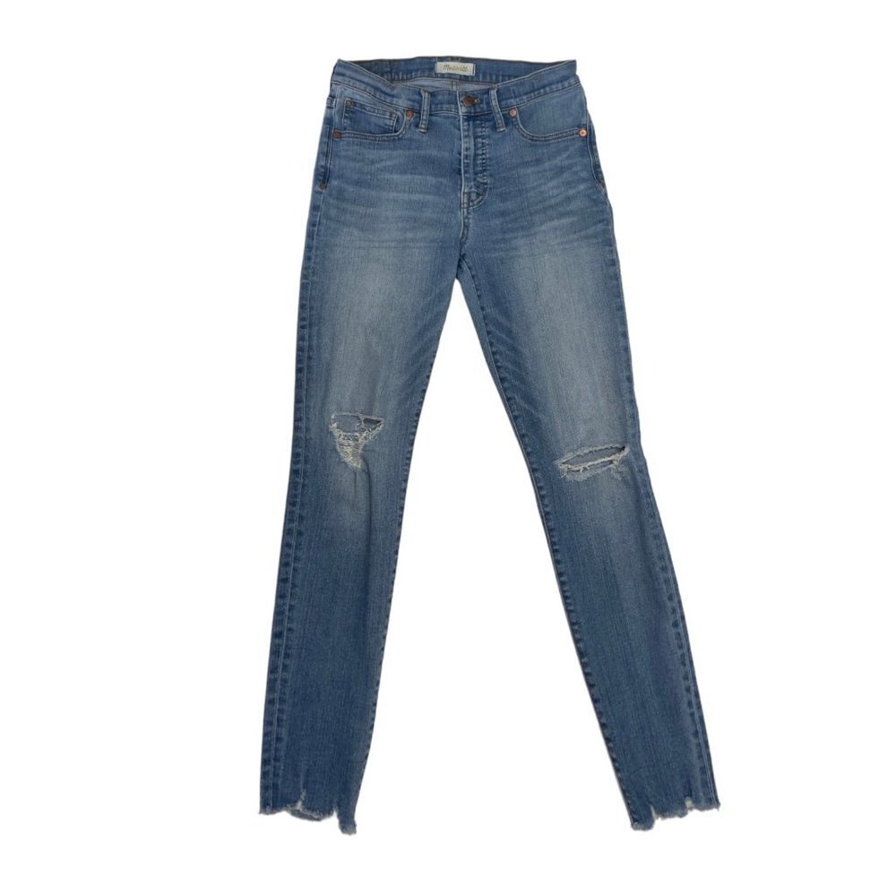 MADEWELL Cool Sexy 9" Mid-Rise Skinny Jeans Frankie Wash Torn Knee 28" Lean Legs - Picture 16 of 16